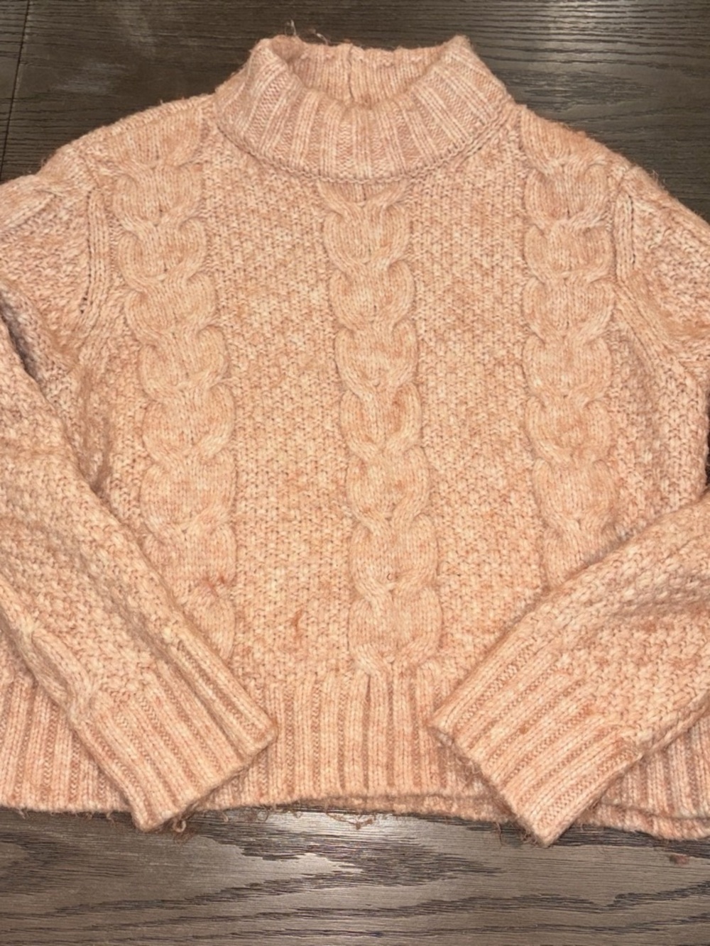 American Eagle Outfitters Peach Cable Knit Mock Neck Sweater